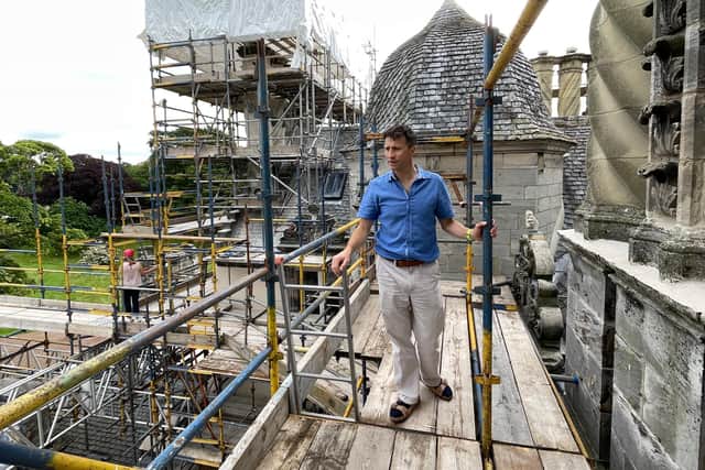Sir Francis inspects the restoration work, which was undertaken as the pandemic shut down his events business. PIC: Contributed.