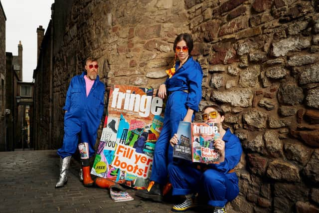 Cris Peploe, Claudia Cawthorne and Martha Haskins launch the Edinburgh Festival Fringe programme. Picture: Peter Dibdin