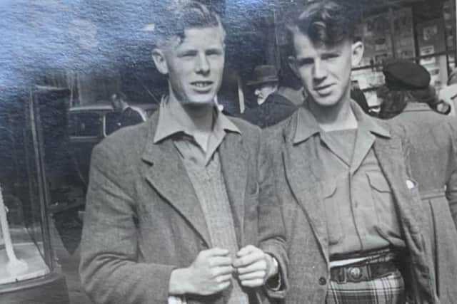 The proud wearing of his kilt once saw Archie, right, stopped by Spanish police
