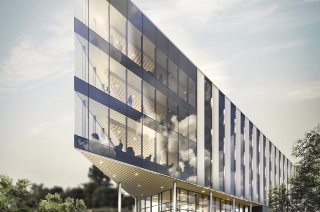 The BDP-designed BioHub in Aberdeen will feature a distinctive triangular layout, providing 'efficient lab and office accommodation with good daylight'.