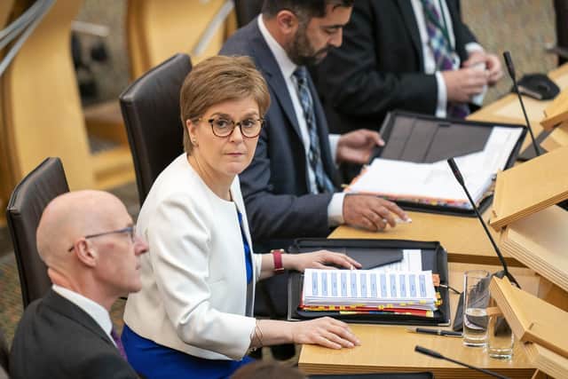 First Minister Nicola Sturgeon during First Minister's Questions at the Scottish Parliament on Thursday . PIC: Jane Barlow/PA Wire