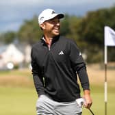 Defending champion Xander Schauffele has a laugh with someone at The Renaissance Club. Picture: Jared C. Tilton/Getty Images.