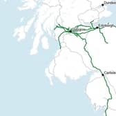 Several Scottish rail lines are included in the UK Department for Transport's map of "priority routes" where it wants some trains to run during strikes. (Photo by DfT)