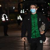 Hibs new signing Elias Melkersen was unable to feature at Celtic Park on Monday as he has yet to receive a work permit. (Photo by Ross MacDonald / SNS Group)