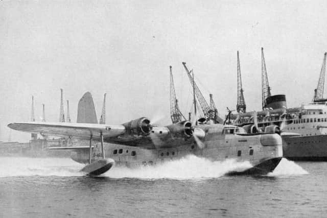 The inaugural flight to Leith pictured taking off from Southampton.