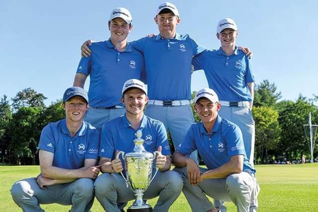 Scotland's winning side in the European Team Championship in 2016 at Chantilly in France. Back row, from left: Bob MacIntyre, Jamie Savage and Sandy Scott. Front row: Craig Howie, Connor Syme and Grant Forrest. Picture: Scottish Golf.