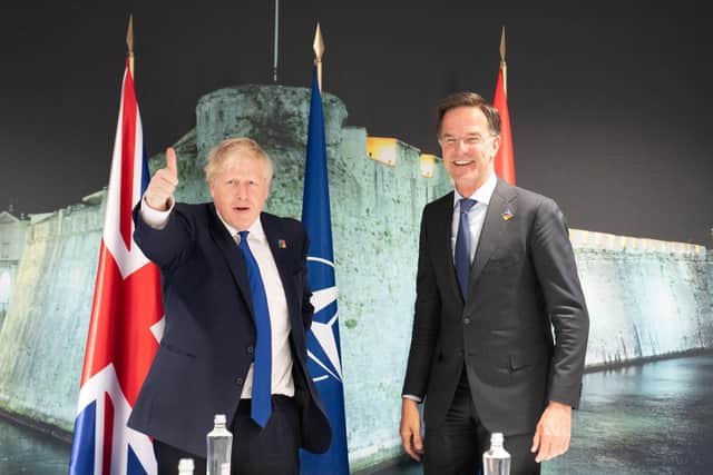 Prime Minister Boris Johnson holds a bilateral meeting with his Dutch counterpart Mark Rutte during the Nato summit in Madrid. Picture: Stefan Rousseau - WPA Pool/Getty Images