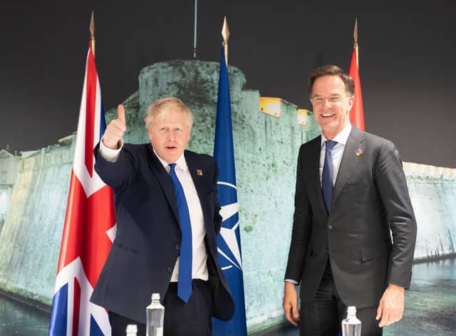 Prime Minister Boris Johnson holds a bilateral meeting with his Dutch counterpart Mark Rutte during the Nato summit in Madrid. Picture: Stefan Rousseau - WPA Pool/Getty Images