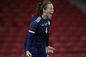 Scotland captain Rachel Corsie was among six different goalscorers in the 6-0 win over Faroe Islands. (Photo by Ian MacNicol/Getty Images)