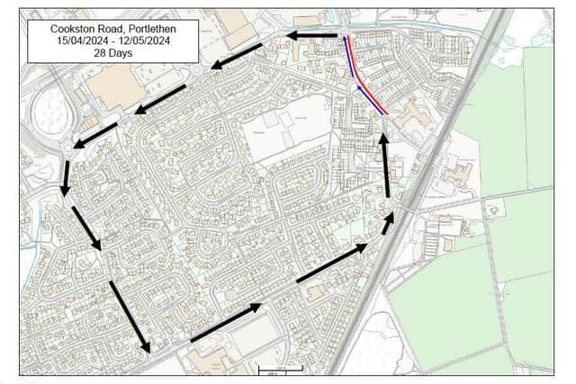 The initial closure route for the works