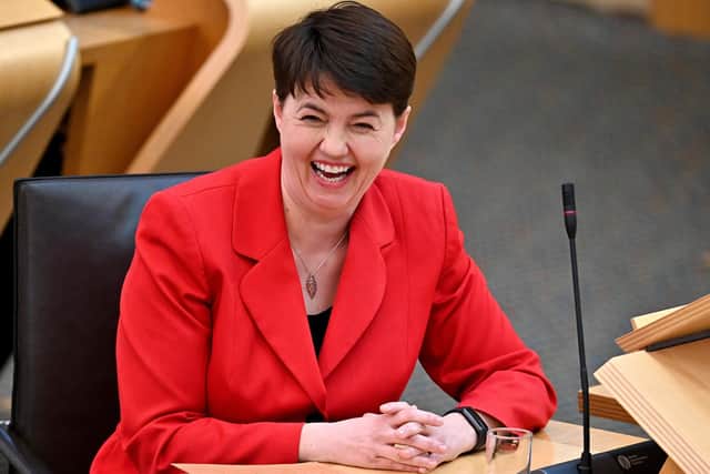 Ruth Davidson speaks at her last First Minister's Questions before going to the House of Lords in March 2021 in Edinburgh (Picture: Jeff J Mitchell/Getty Images)