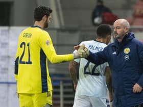 Scotland manager Steve Clarke and his goalkeeper Craig Gordon.