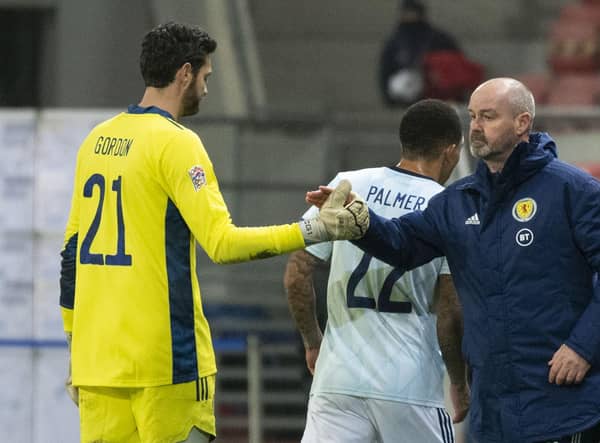 Scotland manager Steve Clarke and his goalkeeper Craig Gordon.