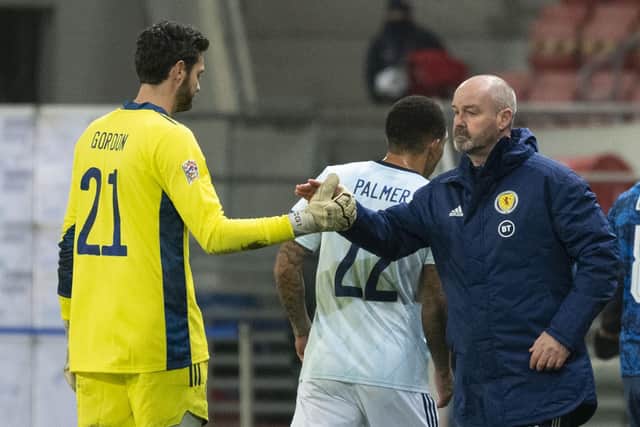 Scotland manager Steve Clarke and his goalkeeper Craig Gordon.