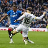 Livingston's Morgan Boyes was sent off for this tackle on Rangers' Alfredo Morelos.