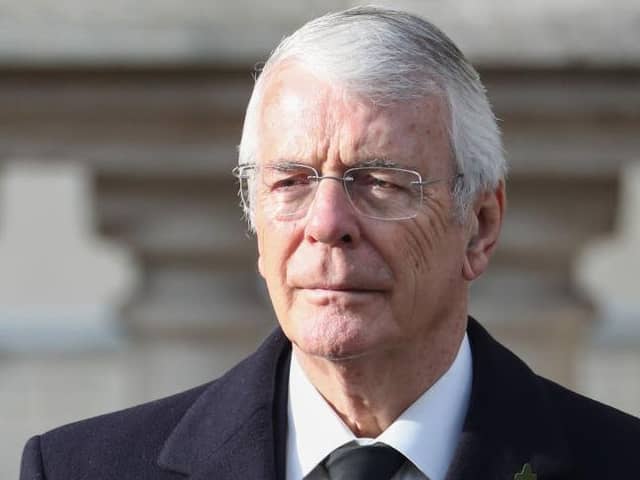 Former British Prime Minister John Major attends the Remembrance Sunday ceremony at the Cenotaph on Whitehall in central London, on November 8, 2020. - Remembrance Sunday is an annual commemoration held on the closest Sunday to Armistice Day, November 11, the anniversary of the end of the First World War and services across Commonwealth countries remember servicemen and women who have fallen in the line of duty since WWI. This year, the service has been closed to members of the public due to the novel coronavirus COVID-19 pandemic. (Photo by Chris Jackson / POOL / AFP) (Photo by CHRIS JACKSON/POOL/AFP via Getty Images)