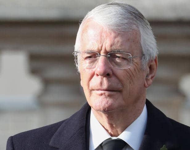Former British Prime Minister John Major attends the Remembrance Sunday ceremony at the Cenotaph on Whitehall in central London, on November 8, 2020. - Remembrance Sunday is an annual commemoration held on the closest Sunday to Armistice Day, November 11, the anniversary of the end of the First World War and services across Commonwealth countries remember servicemen and women who have fallen in the line of duty since WWI. This year, the service has been closed to members of the public due to the novel coronavirus COVID-19 pandemic. (Photo by Chris Jackson / POOL / AFP) (Photo by CHRIS JACKSON/POOL/AFP via Getty Images)