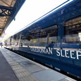 A Caledonian Sleeper train at Edinburgh Waverley Station