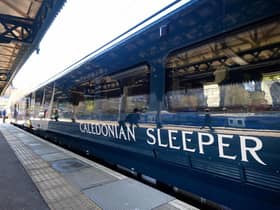 A Caledonian Sleeper train at Edinburgh Waverley Station