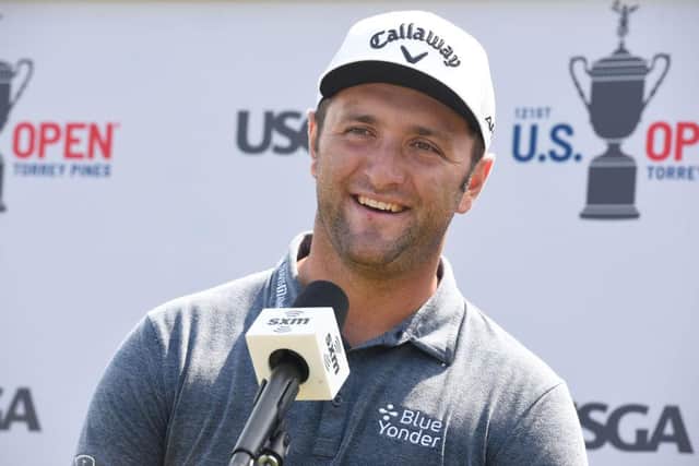 Jon Rahm speaks with the media ahead of the US Open at Torrey Pines in La Jolla, California. Picture: Vivien Killilea/Getty Images for SiriusXM.