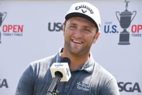 Jon Rahm speaks with the media ahead of the  US Open at Torrey Pines in La Jolla, California. Picture: Vivien Killilea/Getty Images for SiriusXM.