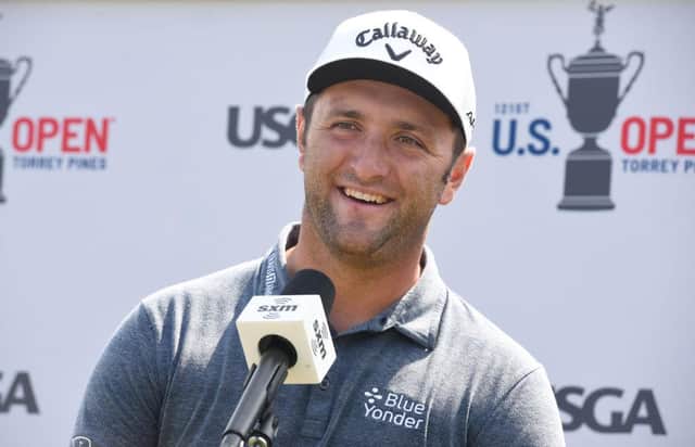 Jon Rahm speaks with the media ahead of the US Open at Torrey Pines in La Jolla, California. Picture: Vivien Killilea/Getty Images for SiriusXM.
