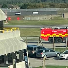 Emergency services attended following the landing.