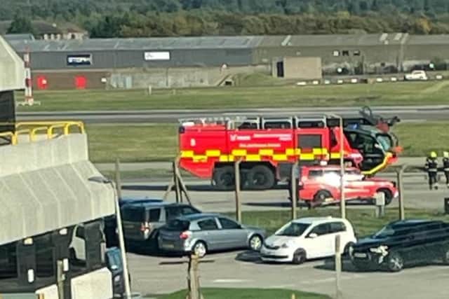 Emergency services attended following the landing.