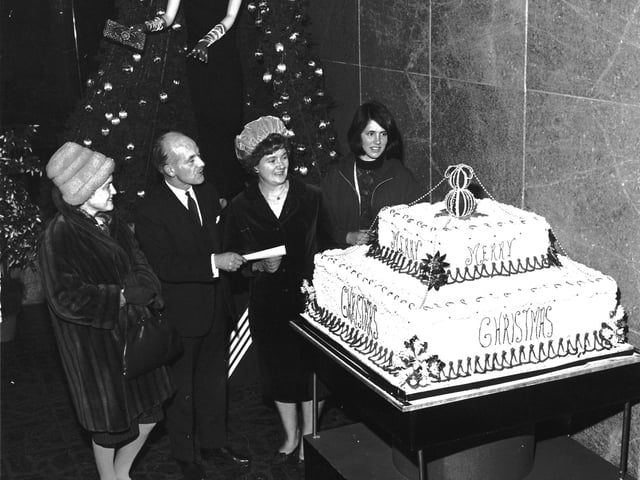 Goldberg's giant Christmas cake, 1960s