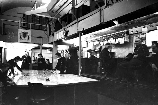 Moreen James of Highfield Road in Landport Portsmouth was based at Fort Southwick for D-Day in 1944
THE PLOTTING ROOM - deep in the heart of  Fort Southwick during WW11