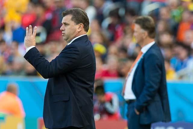 Head coach Ange Postecoglou of Australia gestures during the 2014 FIFA World Cup Brazil Group B match between Australia and Netherlands at Estadio Beira-Rio on June 18, 2014 in Porto Alegre, Brazil.  (Photo by Vinicius Costa/Getty Images)