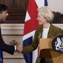 Rishi Sunak and EU Commission President Ursula von der Leyen shake hands after negotiating the Windsor Framework (Picture: Dan Kitwood/Getty Images)