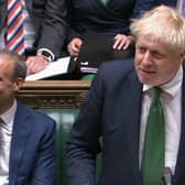 Prime Minister Boris Johnson speaks during Prime Minister's Questions in the House of Commons