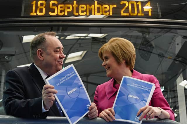 Then First Minister Alex Salmond and his deputy Nicola Sturgeon launch a paper on Scotland's economy ahead of the 2014 independence referendum. Picture: Jeff J Mitchell/Getty Images