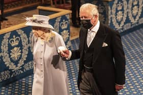 Picture from 11/05/21 of Queen Elizabeth II accompanied by the Prince of Wales, before delivering her speech during the State Opening of Parliament in the House of Lords at the Palace of Westminster in London. The Queen will miss the State Opening of Parliament for the first time in nearly 60 years, with the Prince of Wales reading the Queen's Speech for the first time.