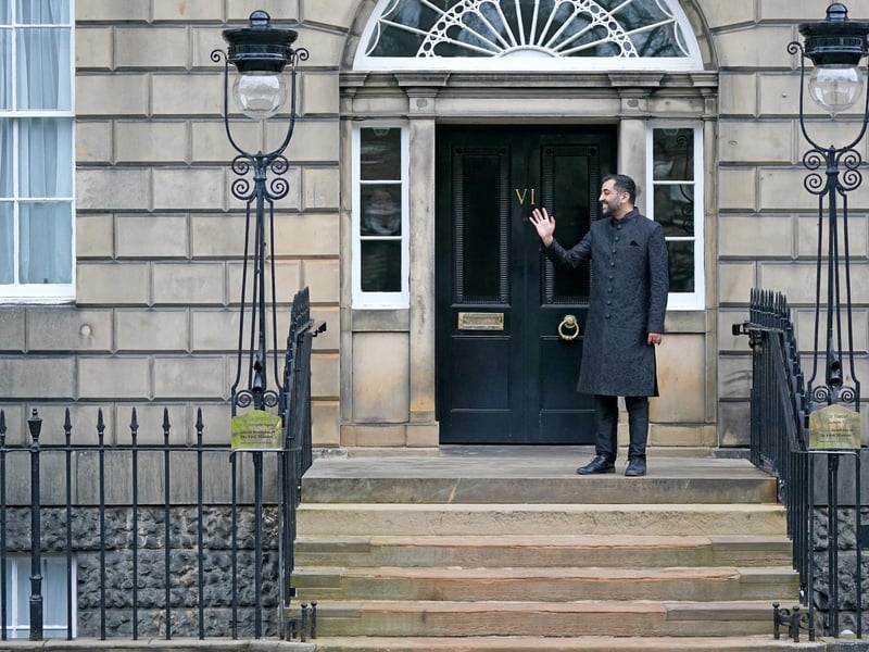 Humza Yousaf at Bute House, Edinburgh, ahead of his first cabinet meeting as the newly elected First Minster of Scotland.