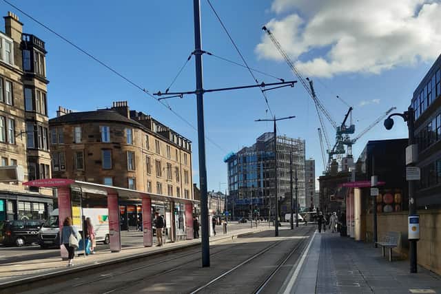 The area around Haymarket Station in Edinburgh is quiet.