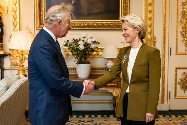 King Charles III receives European Commission president Ursula von der Leyen during an audience at Windsor Castle. Picture: Aaron Chown - Pool/Getty Images