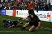 Edinburgh's Simon Webster gets in ahead of Leinster's Rob Kearney to score a try in the Celtic League match at Donnybrook on November 6, 2005. It was the last time Edinburgh won in Dublin.  (Picture: Julien Behal/PA)