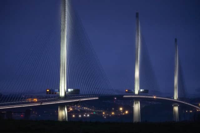 The Queensferry Crossing was closed between 4.45am and 9.05am today because of the risk of falling ice. Picture:  Katielee Arrowsmith/SWNS