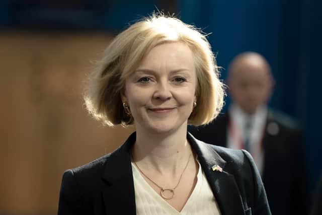 Prime Minister Liz Truss arrives for the Conservative Party annual conference at the International Convention Centre in Birmingham.