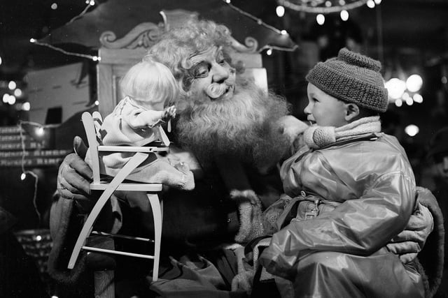 Santa Claus with little boy in Jenners - Edinburgh 1954