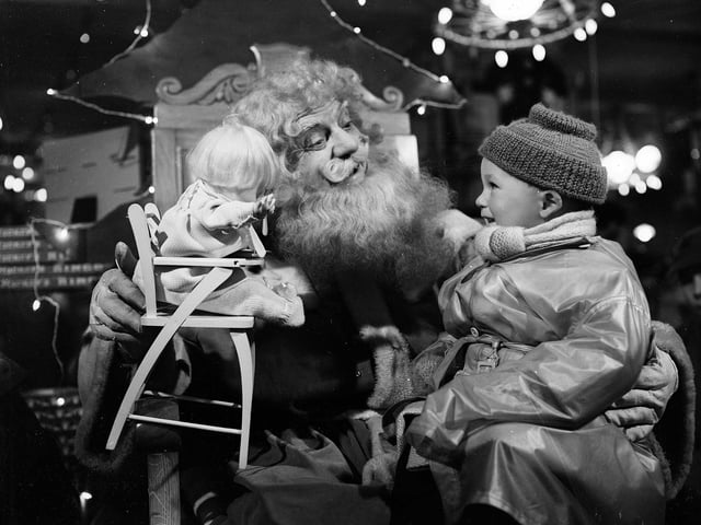 Santa Claus with little boy in Jenners - Edinburgh 1954