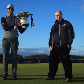 England's Aaron Rai, left, won the last staging of the Aberdeen Standard Investments Scottish Open under its current contract but Aberdeen Standard Life chairman Sir Douglas Flint, right, is hopeful a new deal can be struck for the Rolex Series event. Picture: Andrew Redington/Getty Images