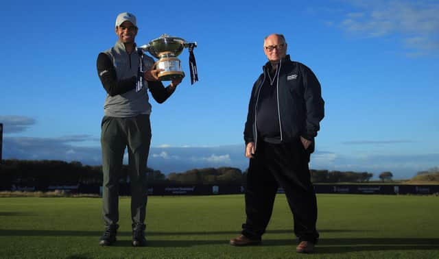 England's Aaron Rai, left, won the last staging of the Aberdeen Standard Investments Scottish Open under its current contract but Aberdeen Standard Life chairman Sir Douglas Flint, right, is hopeful a new deal can be struck for the Rolex Series event. Picture: Andrew Redington/Getty Images