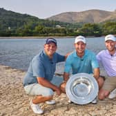 Germany's Alexander Knappe, right, is battling with South African J.C. Ritchie, left, and Swiss star Jeremy Freiburghaus, centre, to finish as the Challenge Tour No 1 at the end of this week's Rolex Challenge Tour Grand Final supported by The R&A at Club de Golf Alcanada in Mallorca. Picture: Aitor Alcalde/Getty Images.