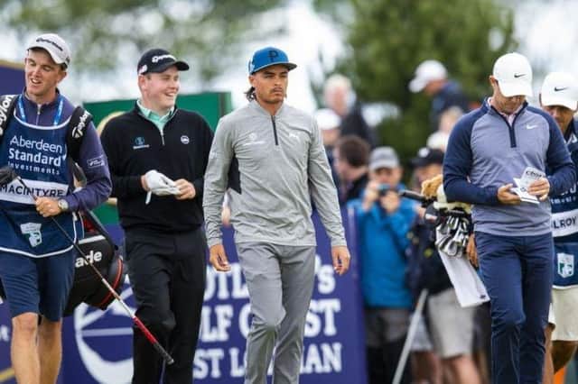 Bob MacIntyre found himself in the same group as Rickie Fowler and Rory McIlroy in the opening two rounds of the 2019 Aberdeen Standard Investments Scottish Open at The Renaissance Club. Picture: Bruce White/SNS