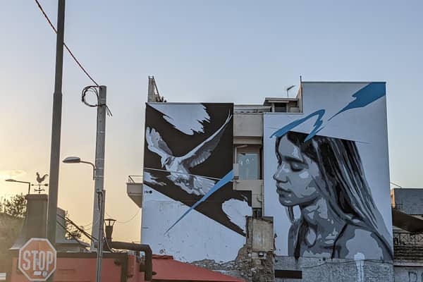 Street art in Athens. Pic: PA Photo/Jonjo Maudsley.