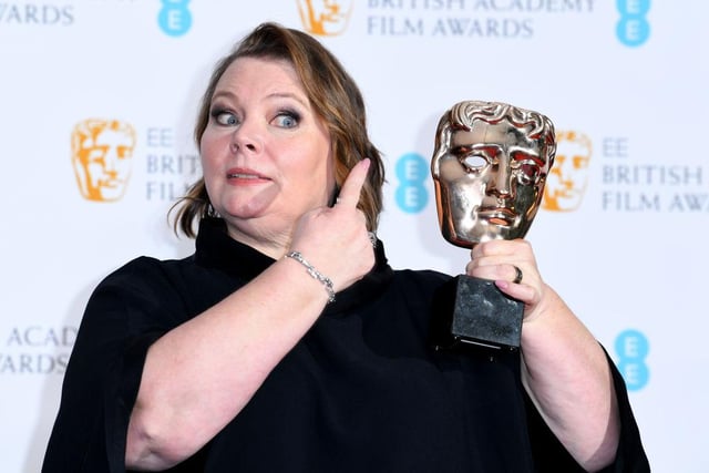 Joanna Scanlan poses in the winners room with the award for Best Actress for "After Love" during the EE British Academy Film Awards 2022 at Royal Albert Hall on March 13, 2022 in London, England. (Photo by Joe Maher/Getty Images)