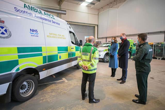 The Duke and Duchess of Cambridge speak with staff during a visit to the Scottish Ambulance Service Response Centre in Newbridge, west of Edinburgh last year (Picture: Wattie Cheung/Getty Images)